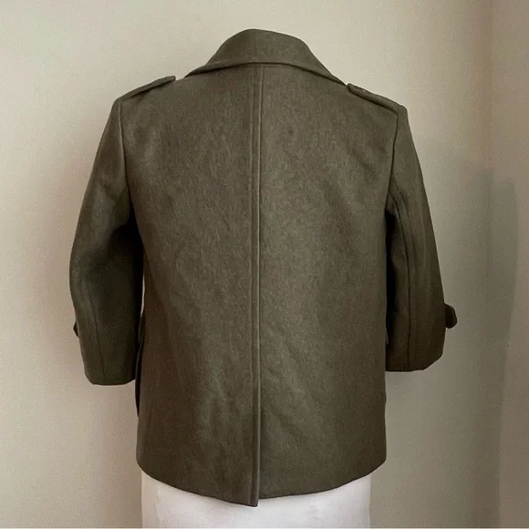 Gryphon New York Olive Shrunken Wool Pea Coat Double Breasted Size XS - Picture 2 of 12
